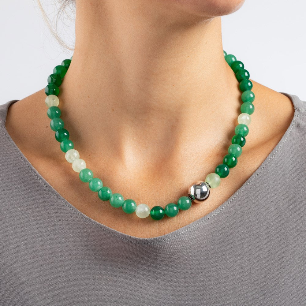 Grüner Achat, Prehnit, Grüner Aventurin System-Kette 10mm