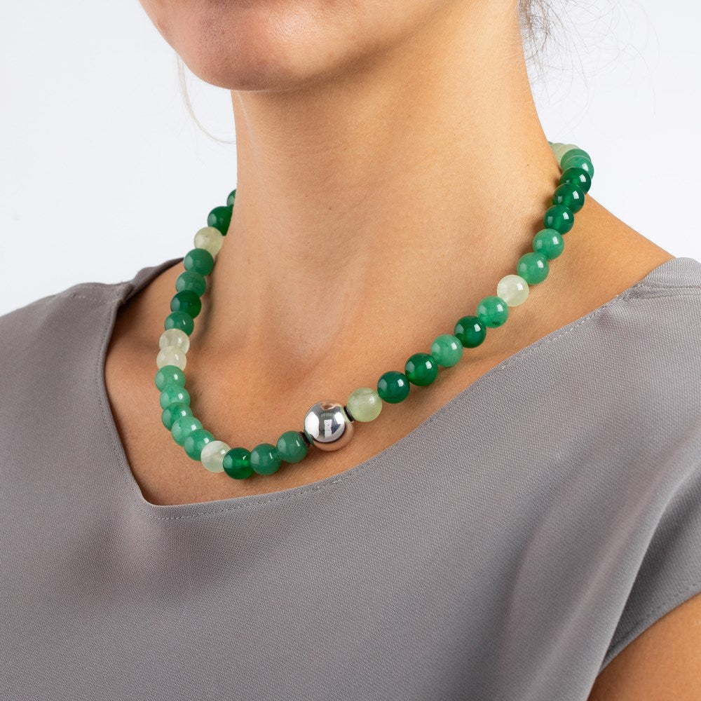 10mm green agate, prehnite, green aventurine