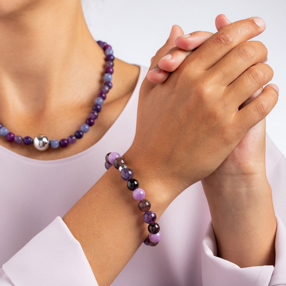 Amethyst, Cherry quartz, Spong quartz, Garnet 12mm Armband