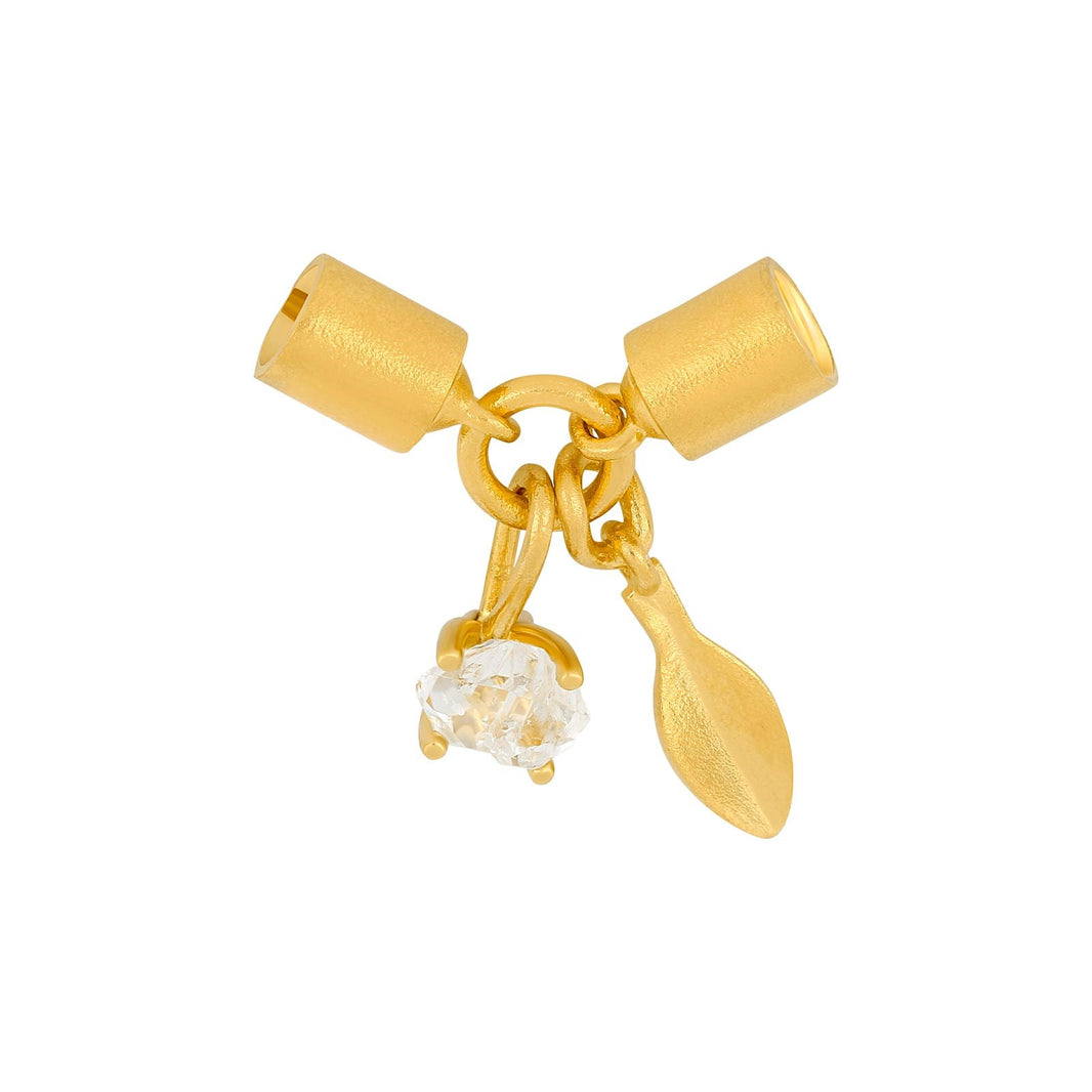 Goldplated Silber System-Verschlüsse Herkimer dia. + Blatt