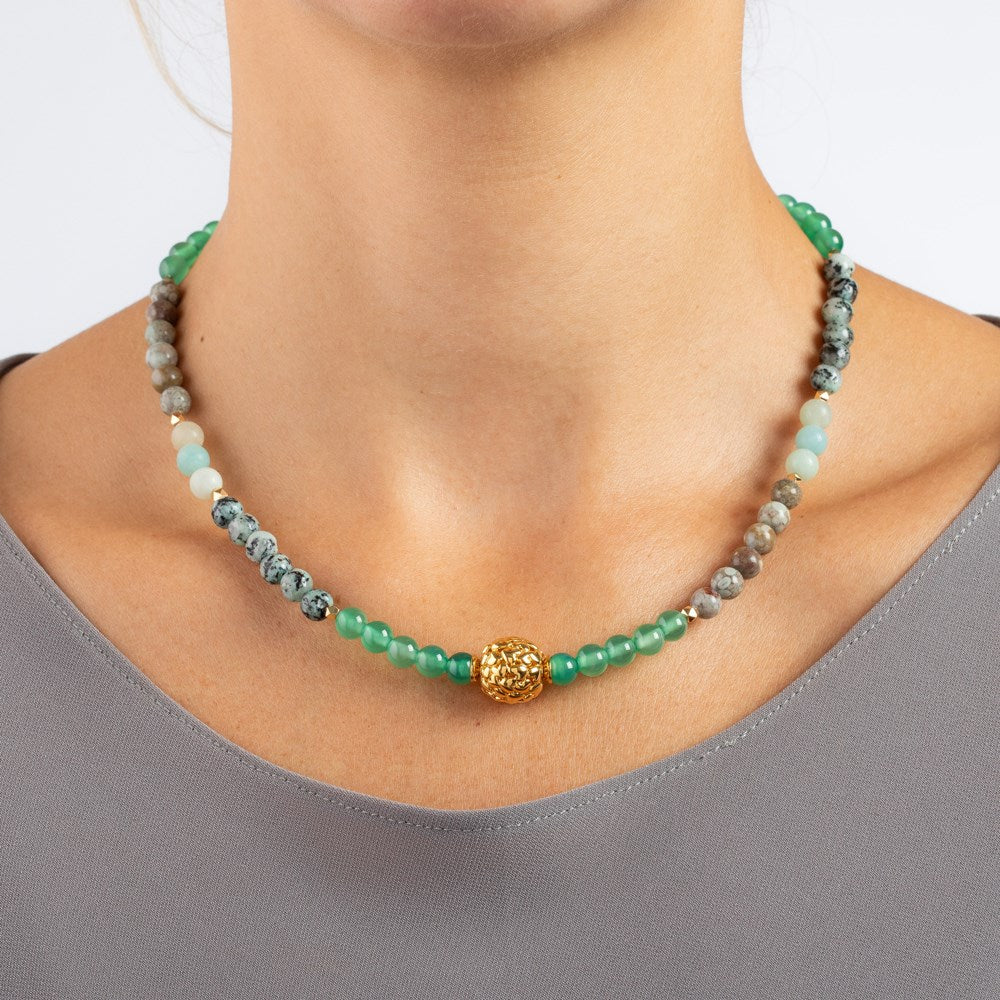 Grüner Aventurin, Jaspis, Amazonit System-Kette 5mm
