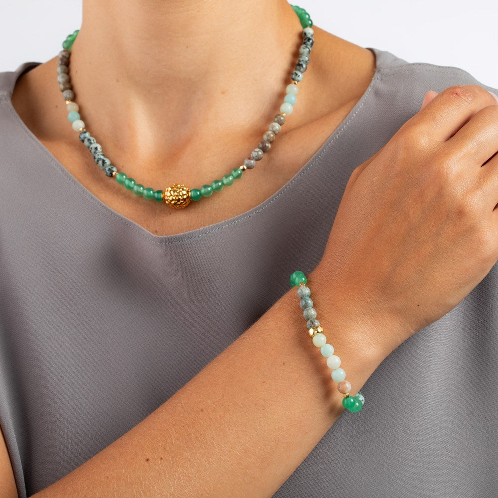 Grüner Aventurin, Jaspis, Amazonit System-Kette 5mm