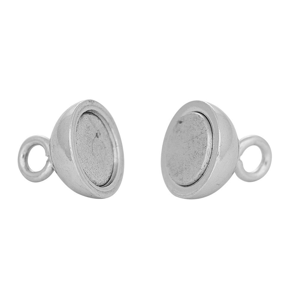 Rhod. Silber Magnet Perlenverschluss 8mm