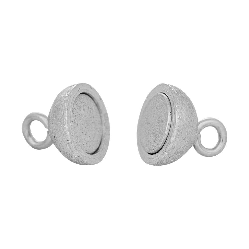 Rhod. Silber Magnet Perlenverschluss 8mm dia.cut