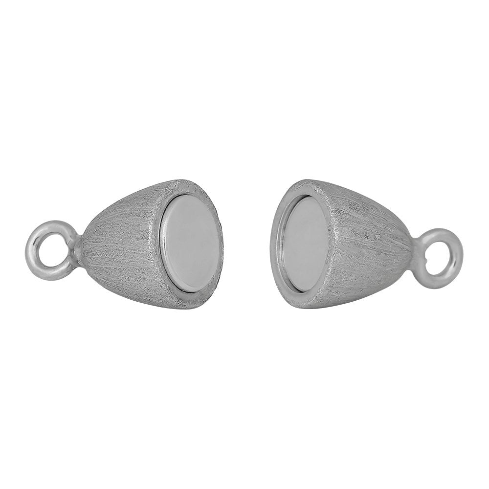 Rhod. Sølv magnet perlelås oval 8mm mat