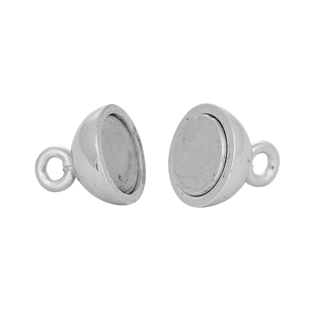 Rhod. Sølv magnet perlelås 10mm blank