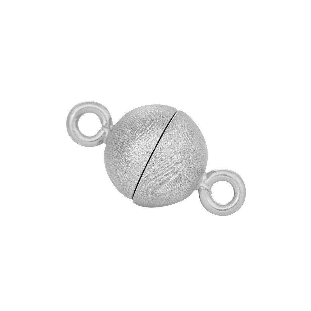 Rhod. Silber Magnet Perlenverschluss 10mm matt