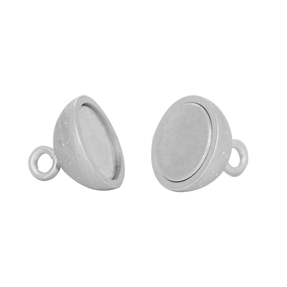 Rhod. Silber Magnet Perlenverschluss 12mm dia.cut