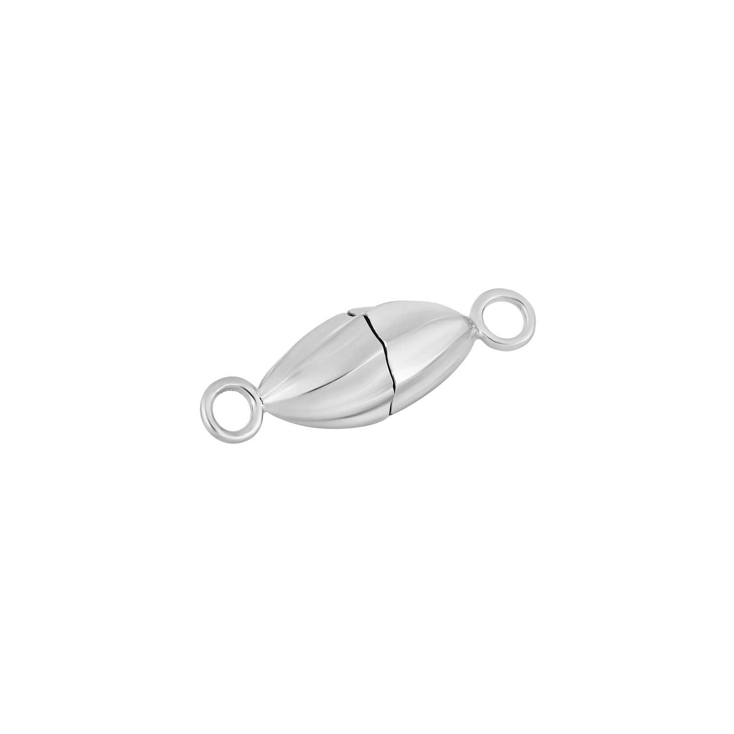 Rhod. Silber Magnet Perlenverschluss Oval 6mm