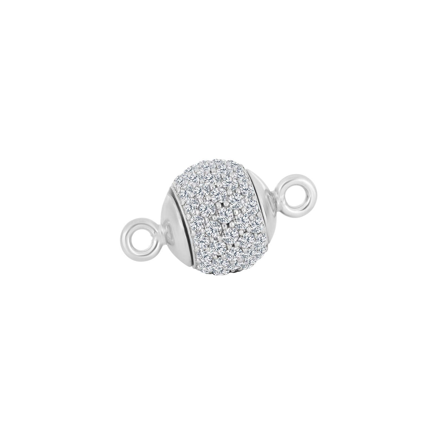 Rhod. Silber Magnet Perlenverschluss pavé m. cz 12mm