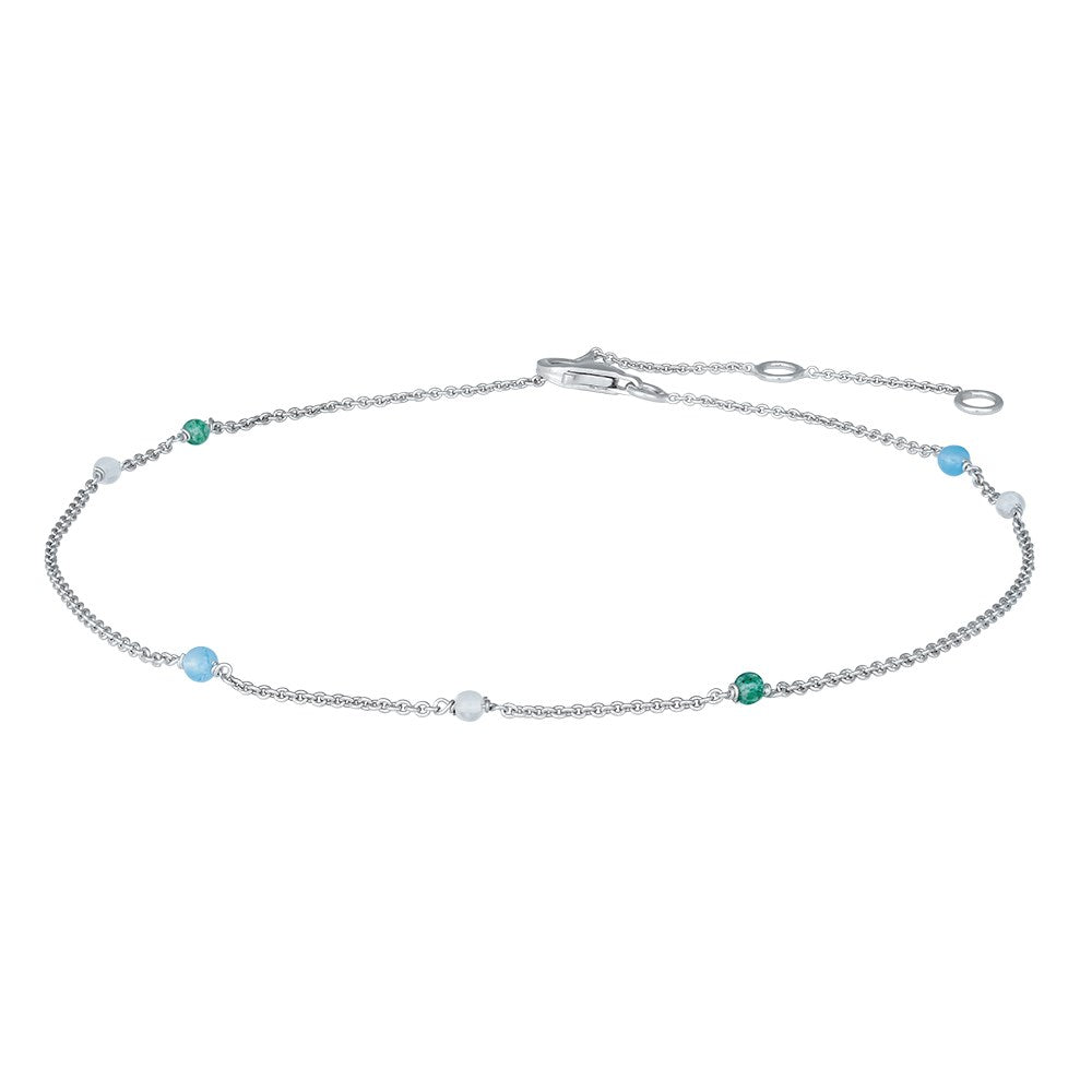 Rhd. sølv ankelkæde SWEETS52 Gr. Ro. Bl.