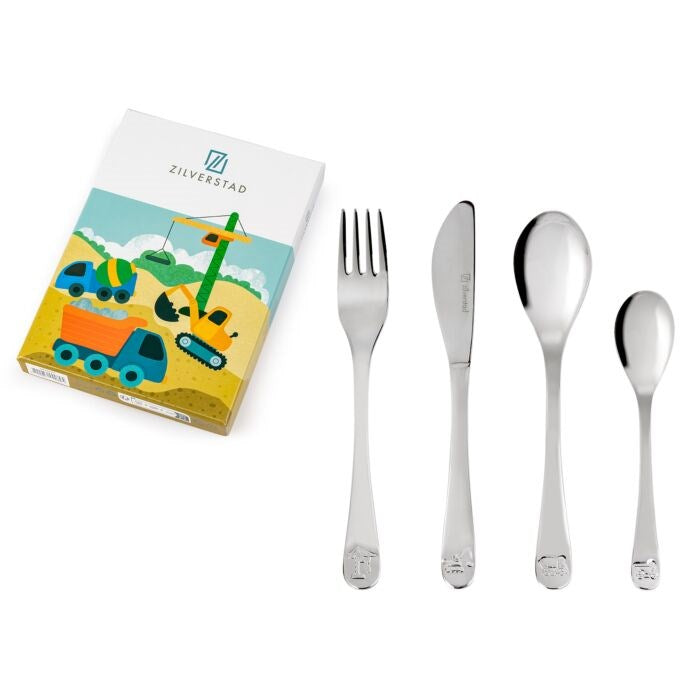 Children's cutlery Construction vehicles - stainless steel - 4 pieces