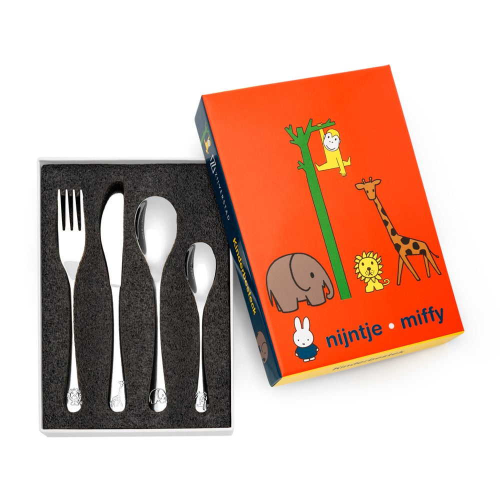 Børnebestik, 4-delt, Miffy Zoo, rustfrit stål