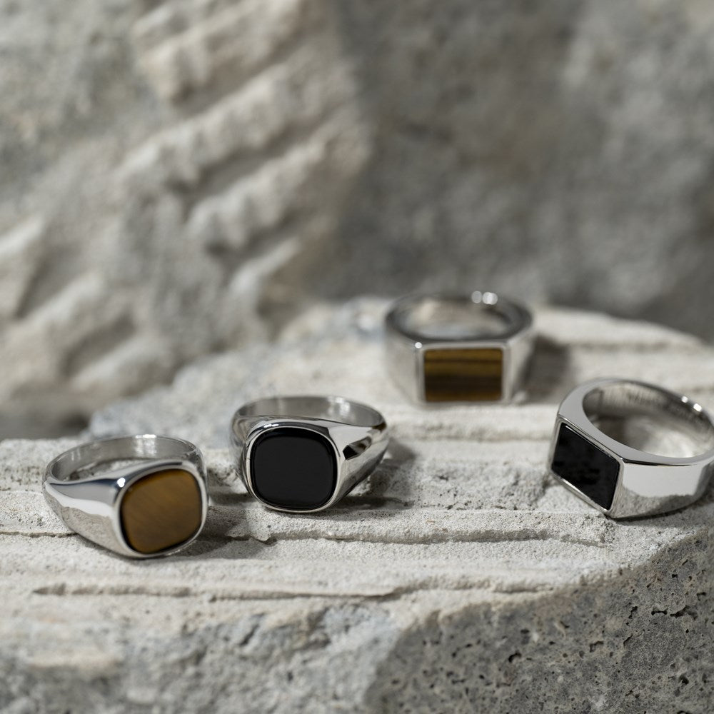 SON steel ring with yellow tiger eye