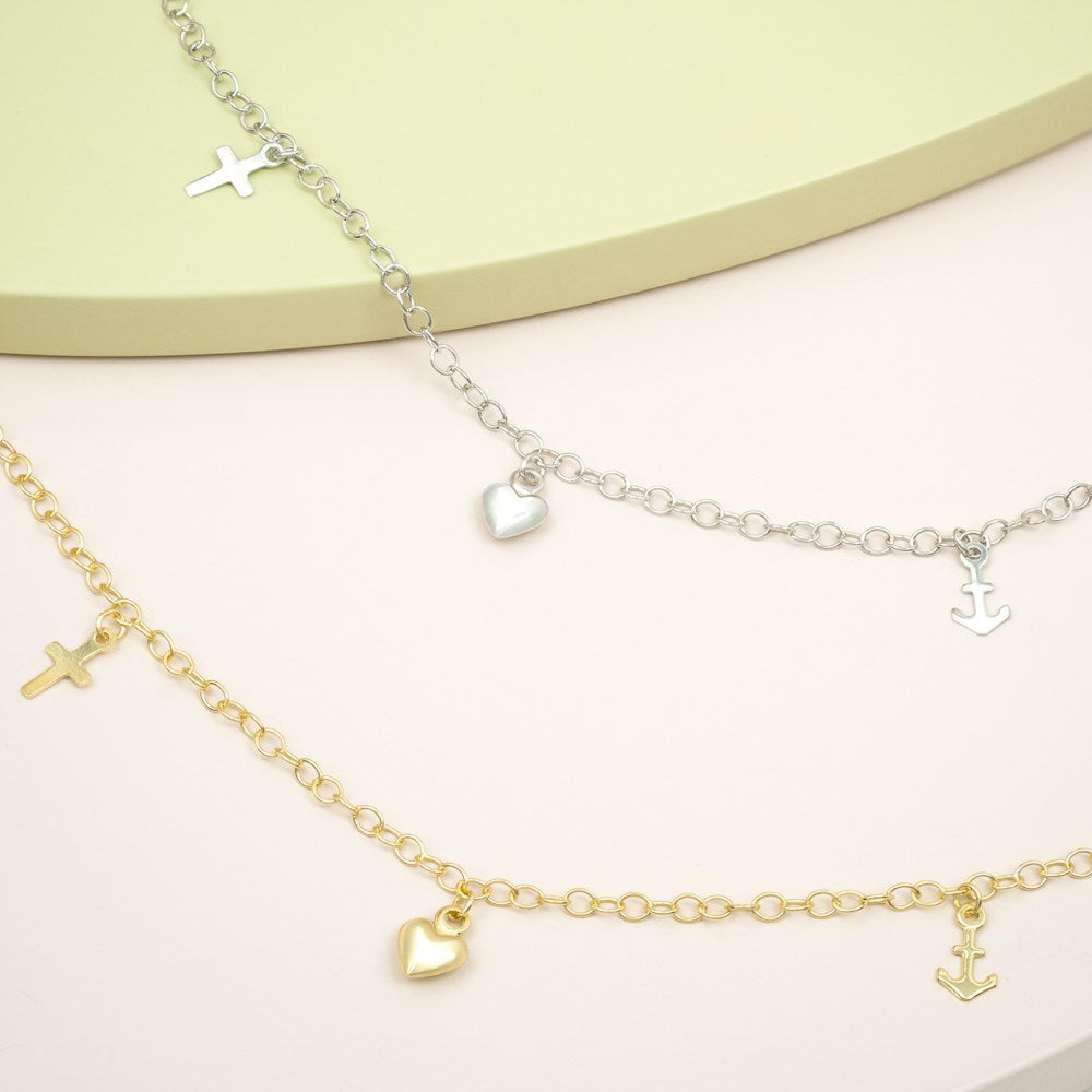 Silberarmband mit Glaube, Hoffnung und Liebe - Rhodiniert