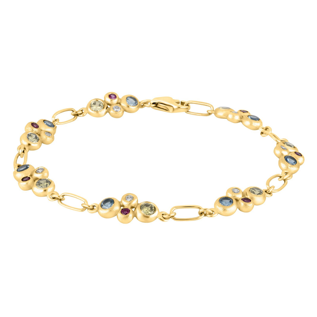 Goldpl. silver bracelet w/cz