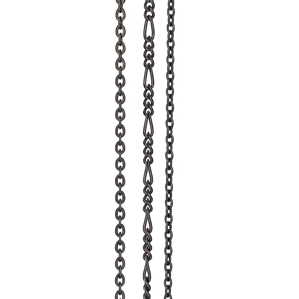 Zilveroxide ketting, 3-rijige figaro/anker, 45 cm