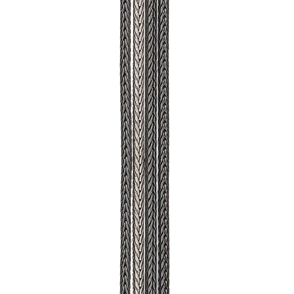 Sølv system-kæde rævehale 3xoxid + 1xsølv 42cm