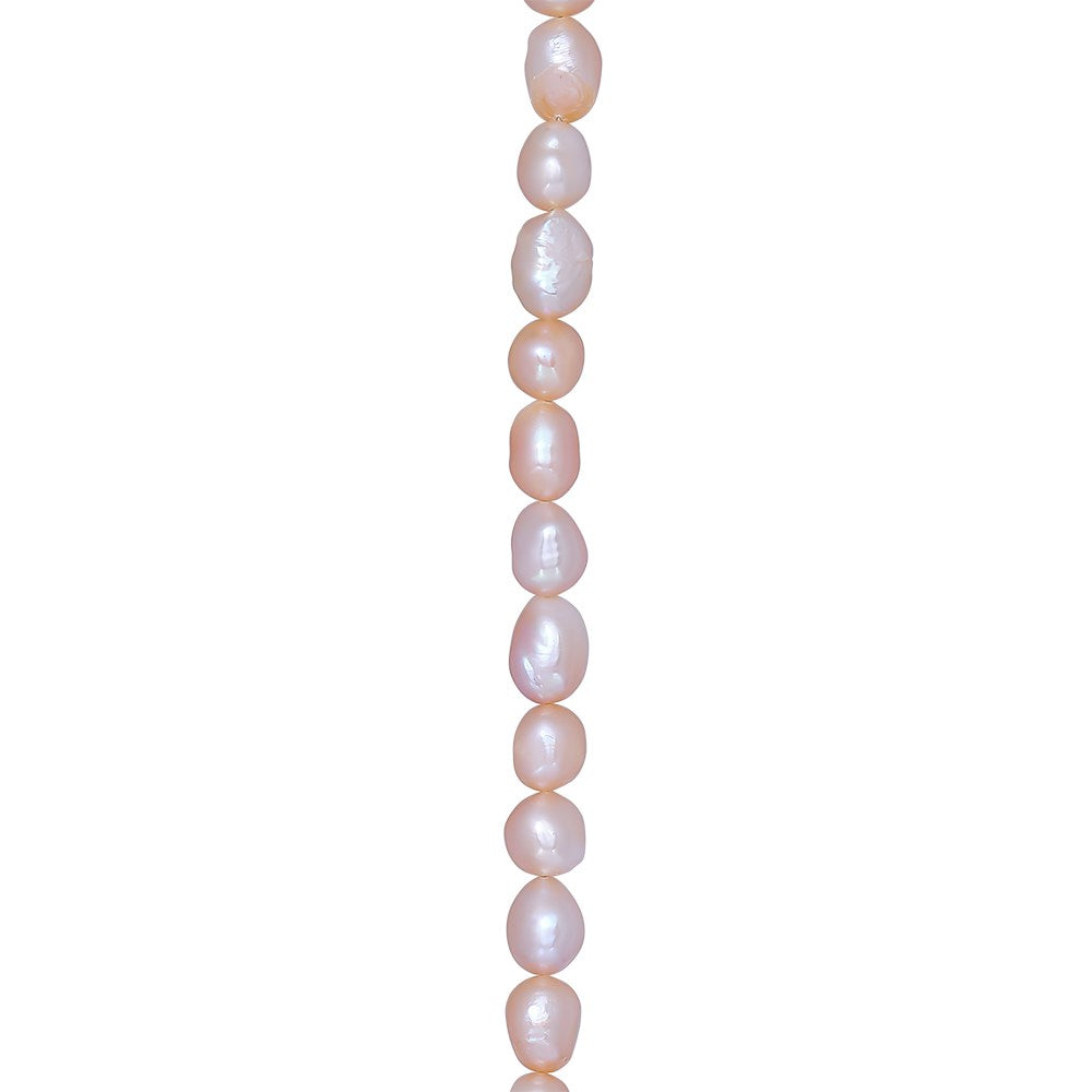 Ferskvandsperle rosa barok system-kæde 10mm 45cm