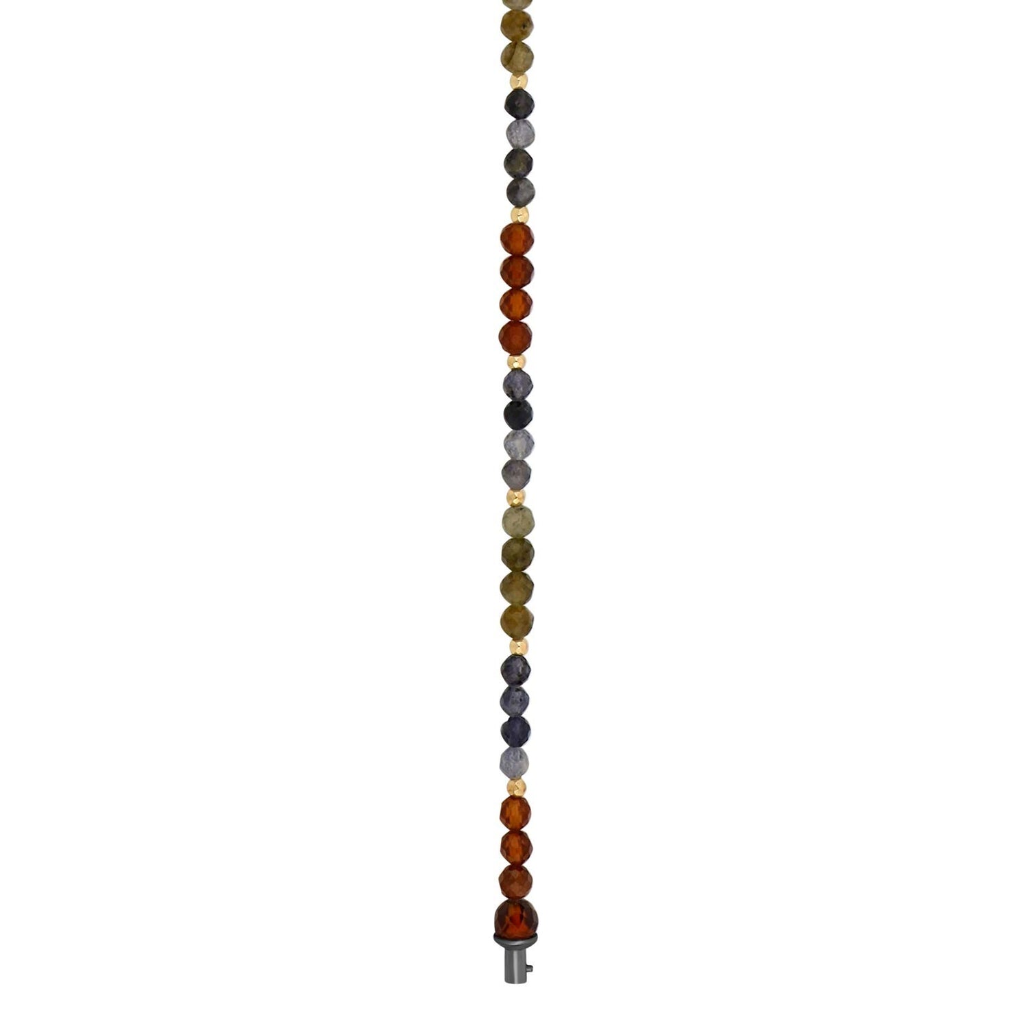 Oranger Granat, Iolith, Labradorit System-Kette 4mm