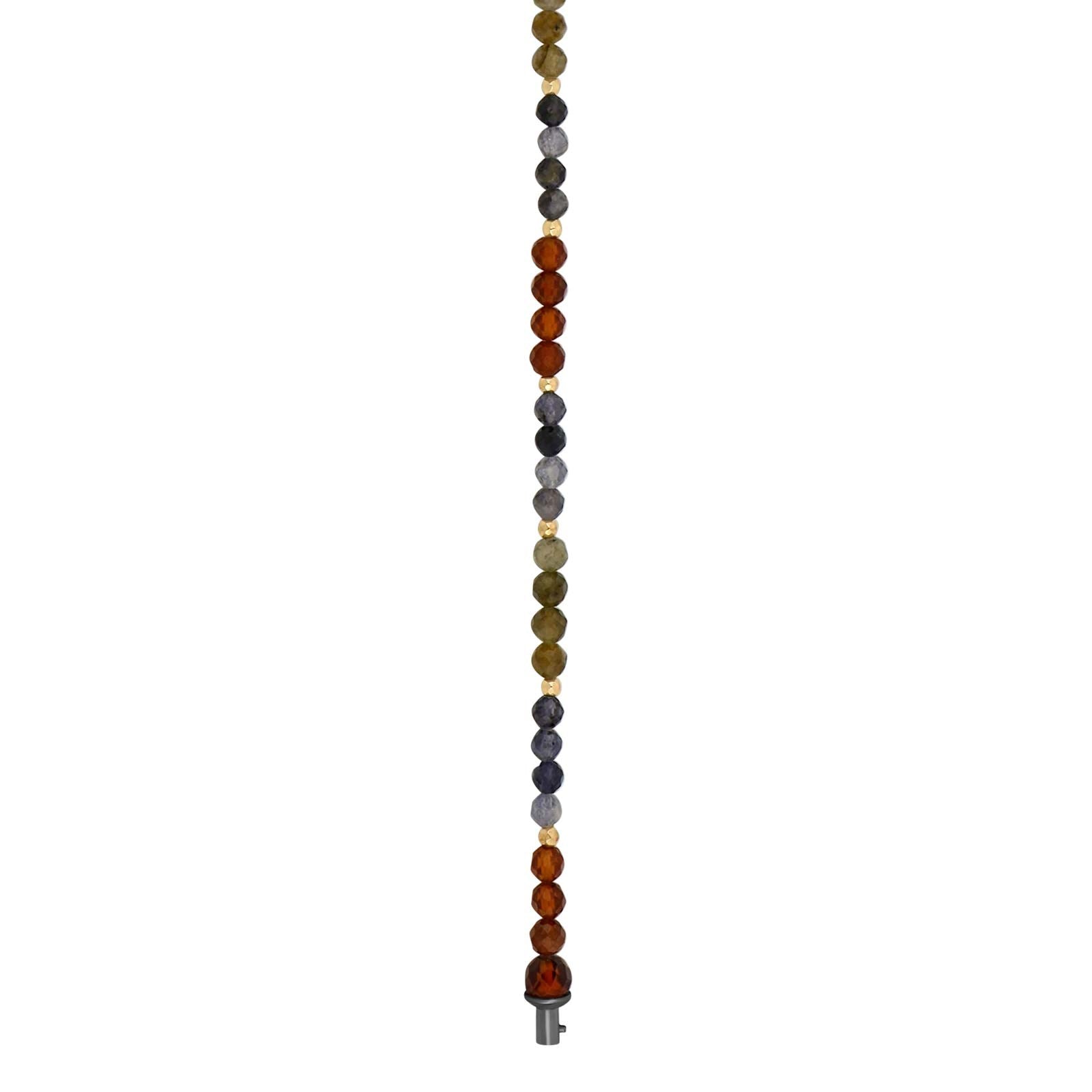 Oranger Granat, Iloith, Labradorit System-Kette 4mm