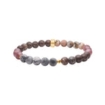 6mm dot jasper, brown snow flake jasper, sponge quartz, plated hematite bracelet