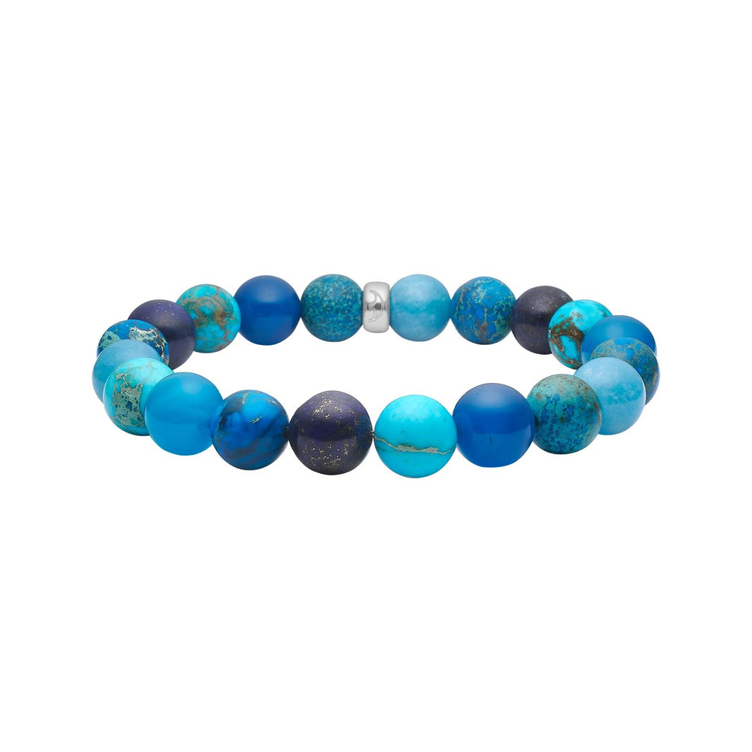10mm emperor stone, sponge quartz, blue agate, lapis, howlite bracelet