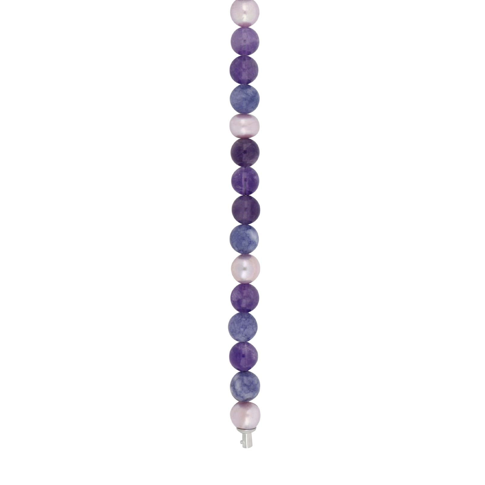 Amethyst, Süßwasserperle, Schwammquarz System-Kette 8mm