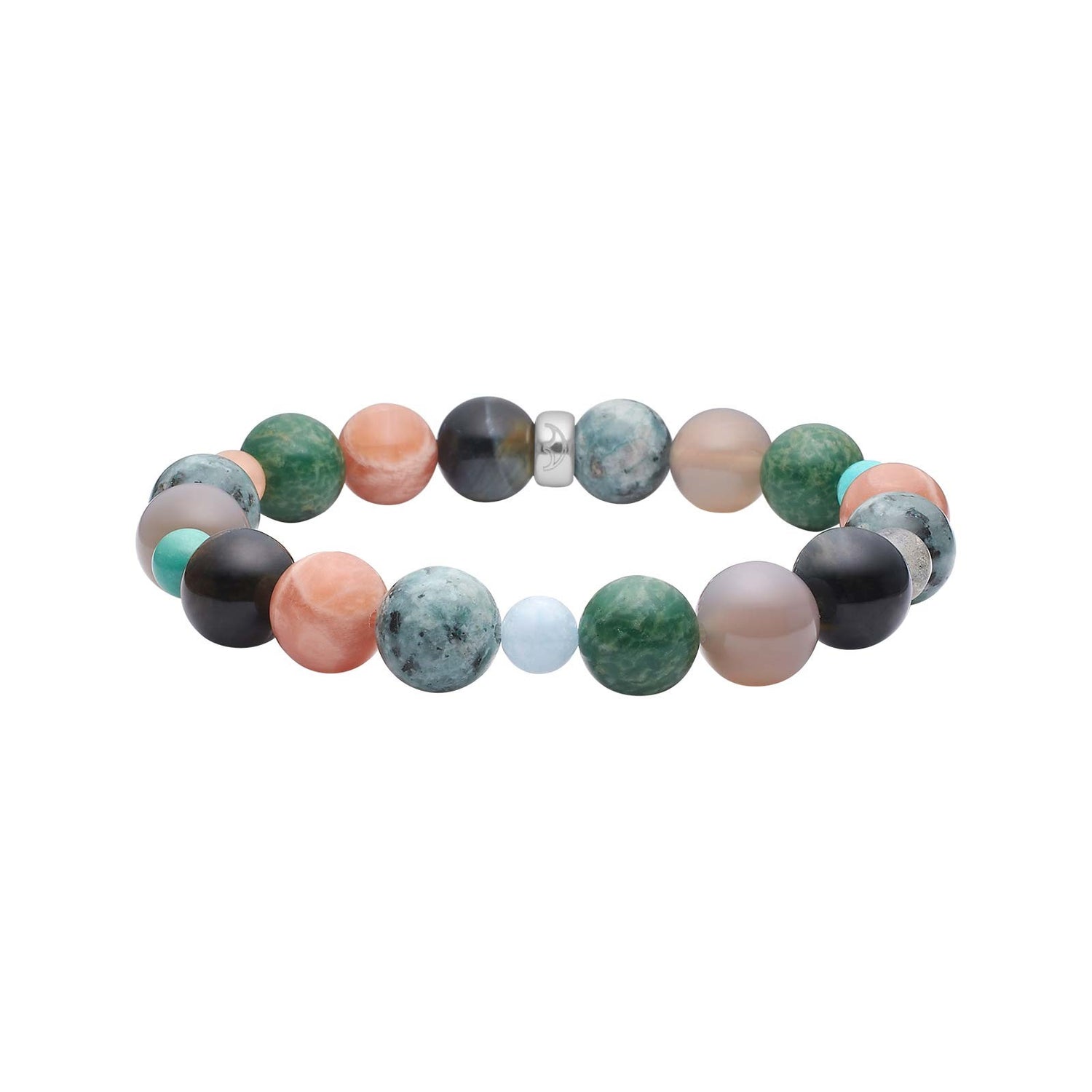 Sonnenstein, Grauer Achat, Tigerauge, Howlith, Jaspis, Labradorit, Schwammquarz Armband