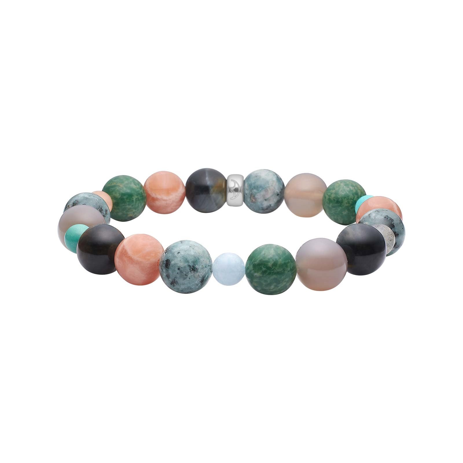 Sunstone, grey agate, tiger eye, howlite, jasper,  labradorite, sponge quartz bracelet