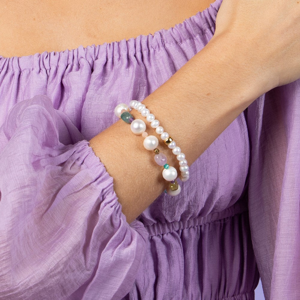 Apatit, Peridot, ametyst, amazonite, sol sten, fvkp. Hematit armbånd