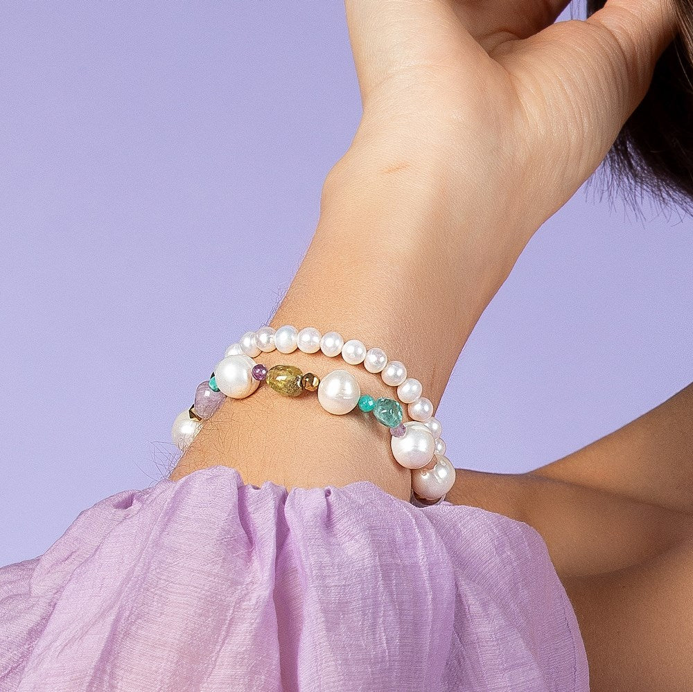 Apatit, Peridot, amethyst, amazonite, sunstone, FWP. Hämatit Armband