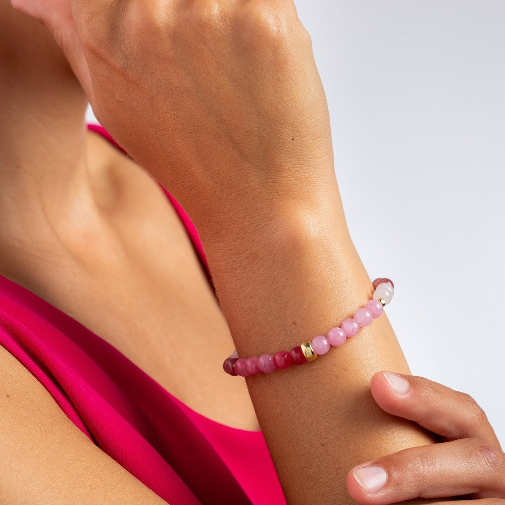 Rose quartz, Cherry quartz, Sponge quartz, vg. Hematite 6mm. Armband