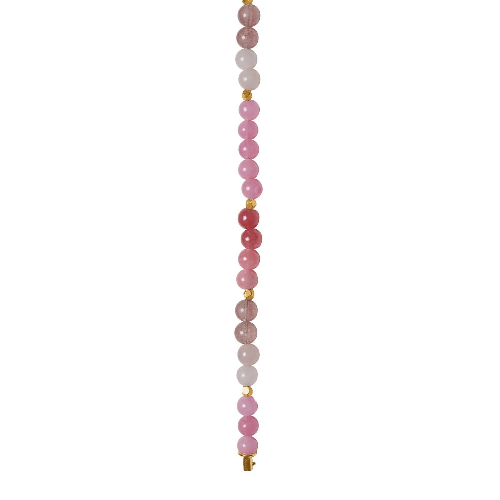 Rose quartz, Cherry quartz, Sponge quartz, gp. Hematite 6mm system-chain