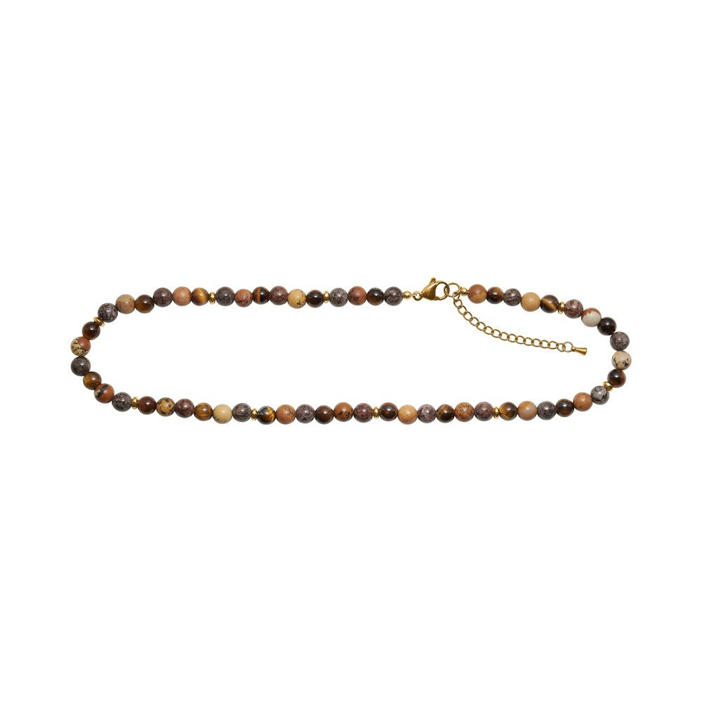 Tigerauge, Jaspis, Hämatit 6mm - Karabinerverschluss 40+5cm