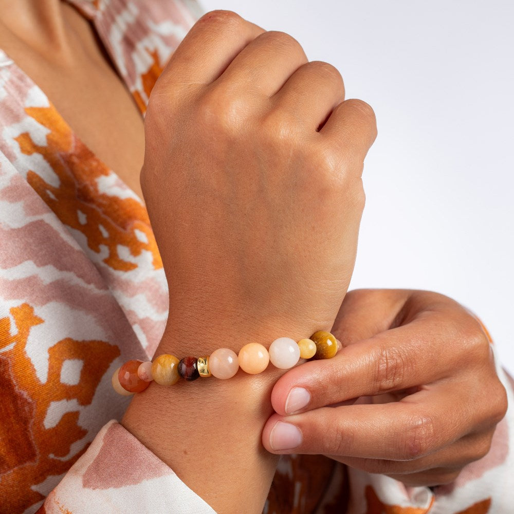 Aventurine, jade, agate, tiger eye 12mm bracelet