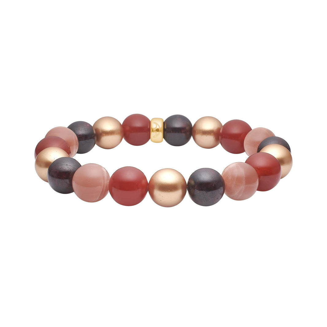 Sun stone, Carnelian, Garnet, MOP 12mm bracelet