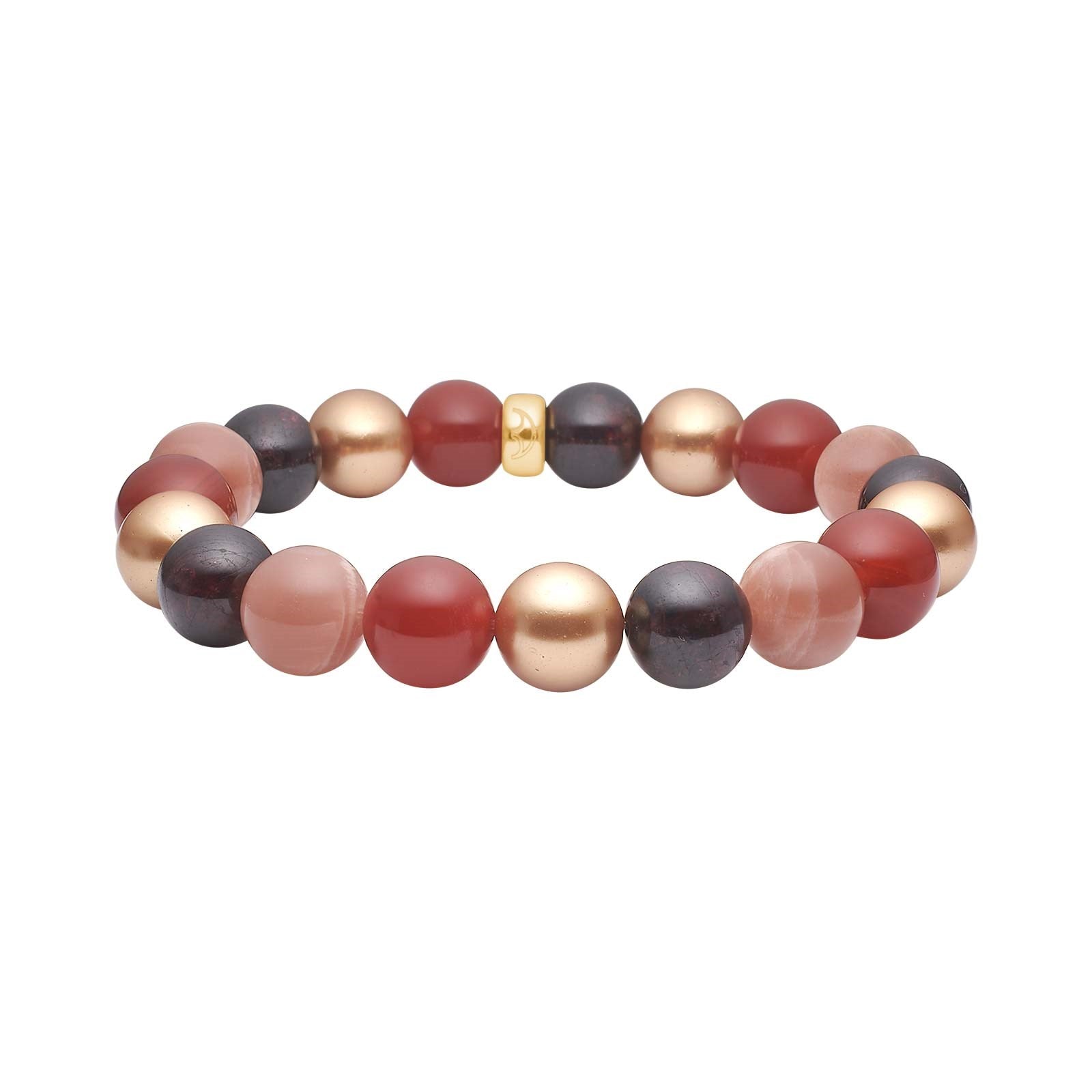 Sun stone, Carnelian, Garnet, MOP 12mm bracelet