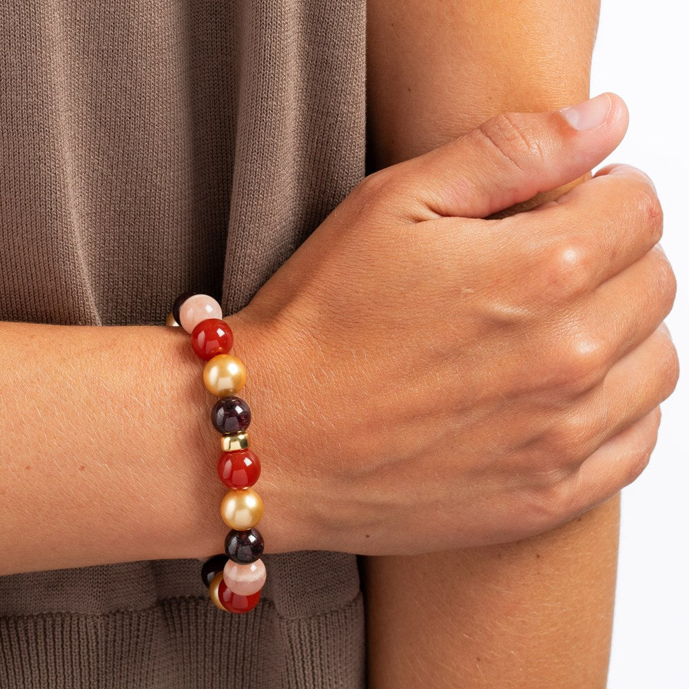 Sun stone, Carnelian, Garnet, MOP 12mm Armband