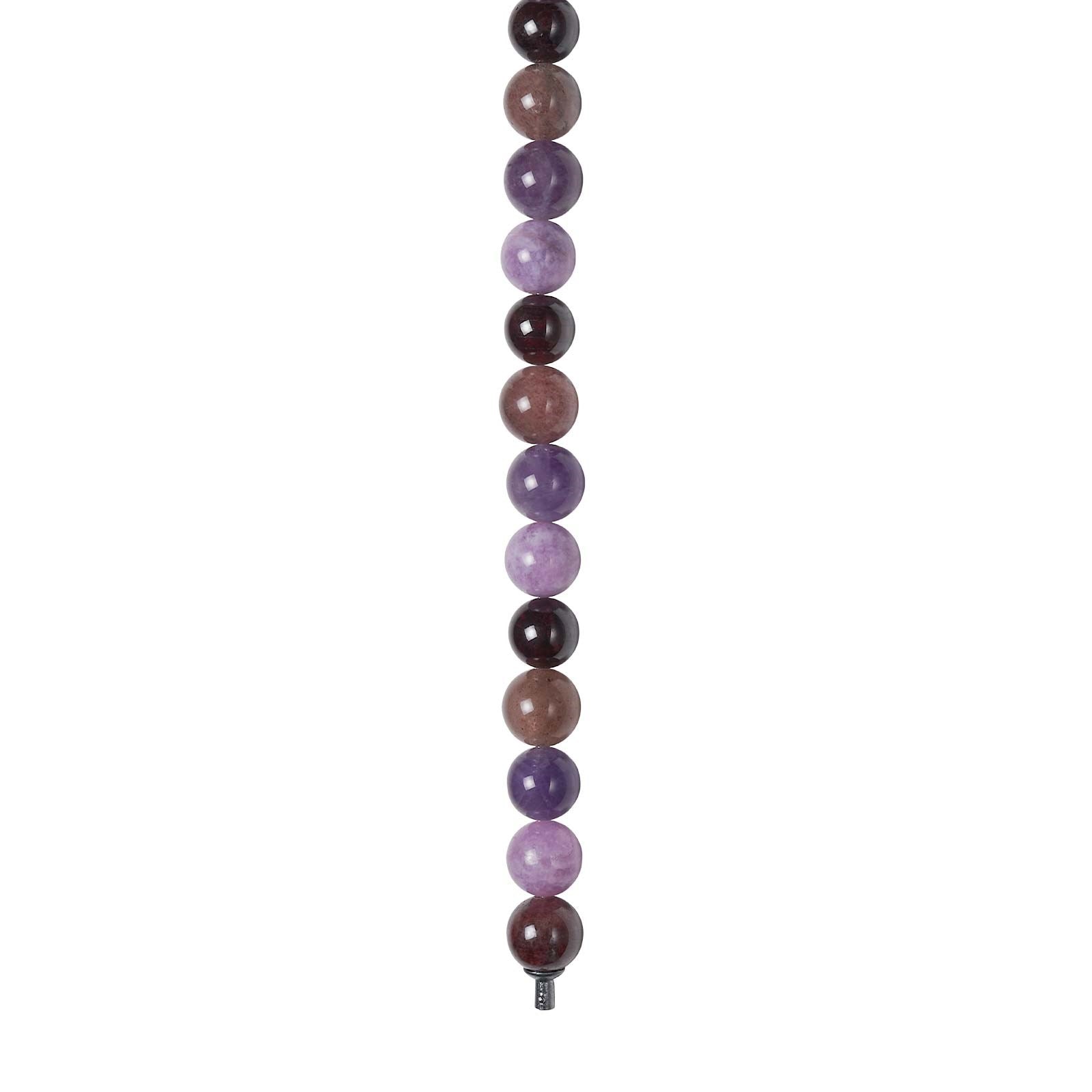 Amethyst, Kirschquarz, Schwammquarz, Granat 12mm System-Kette