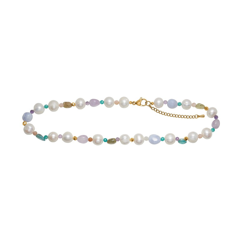 Apatit, Peridot, amethyst, amazonite, sunstone, FWP. Hämatit - Karabinerverschluss 40+5cm