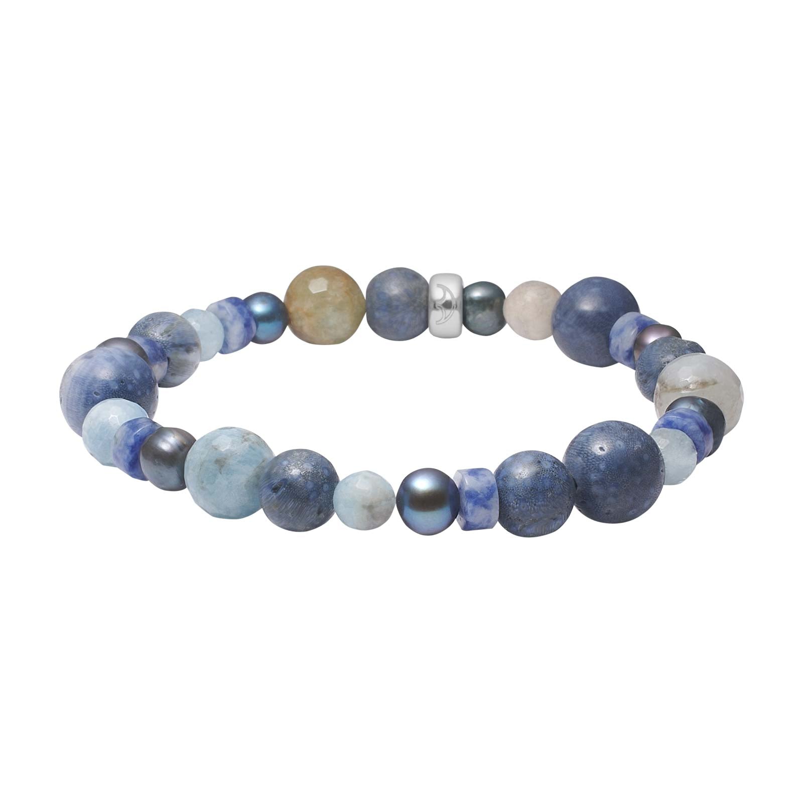 Koral, aquamarin, jasper, fvkp. armbånd