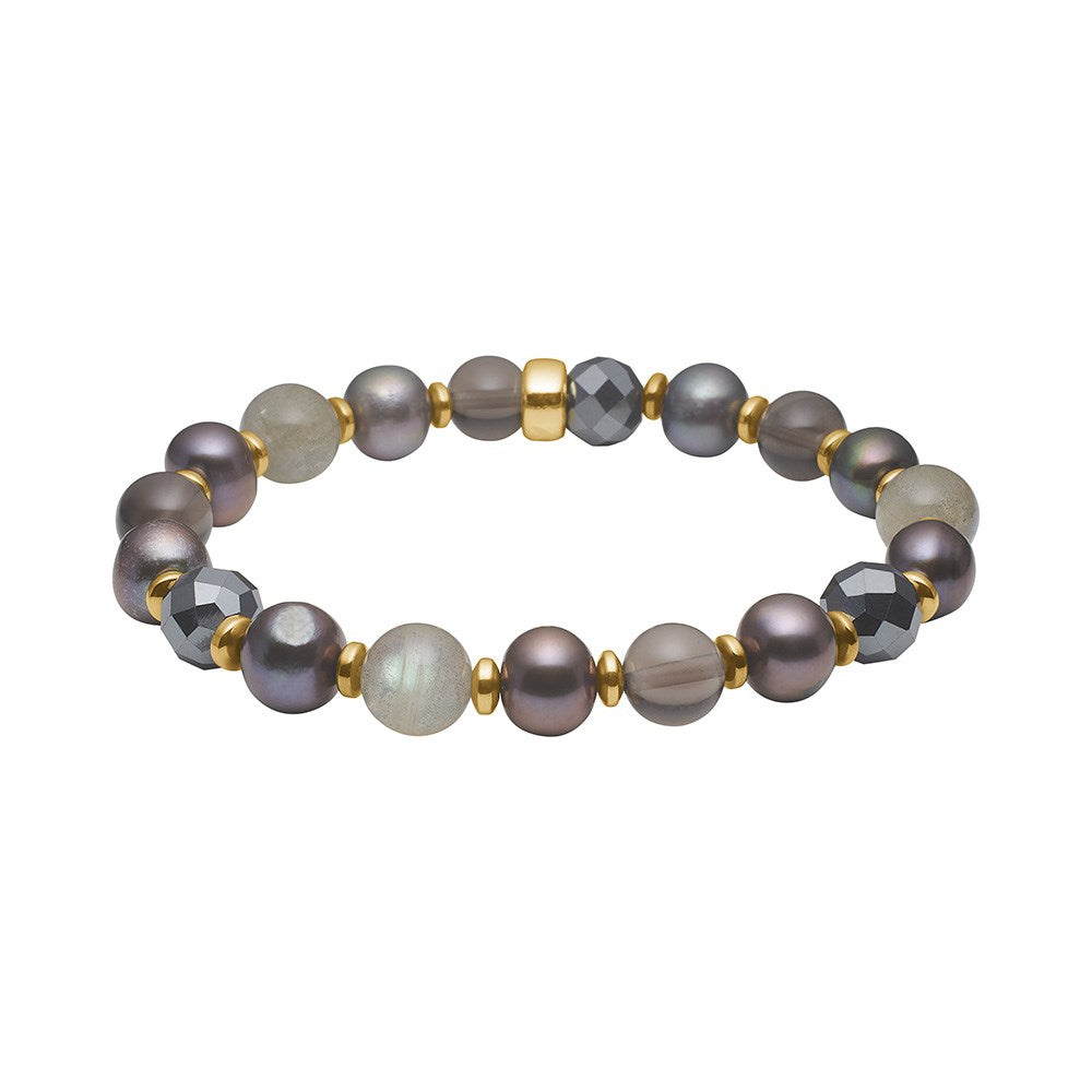 Süsswasserperle, Verg. Hämatit, Rauchquarz, Hämatit, Labradorit Armband