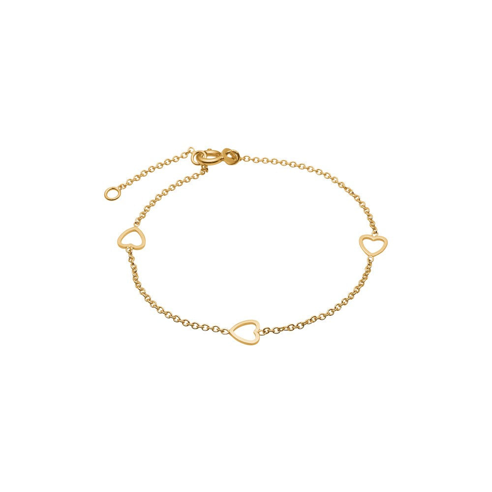 8kt. Armband mit Herzen