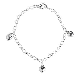 Silberarmband mit Herzen - Rhodiniert