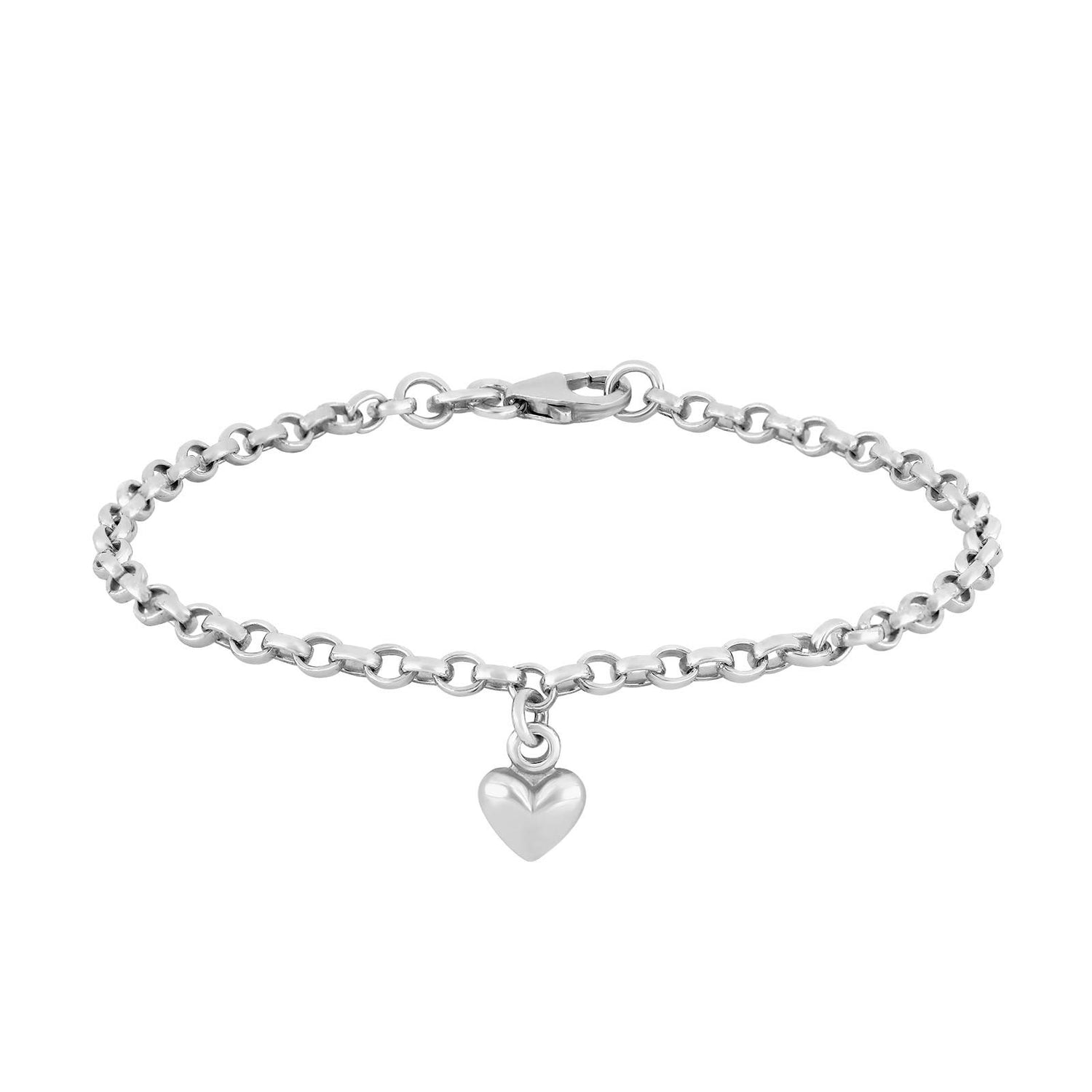 Silberarmband mit 1 Herz - Rhodiniert