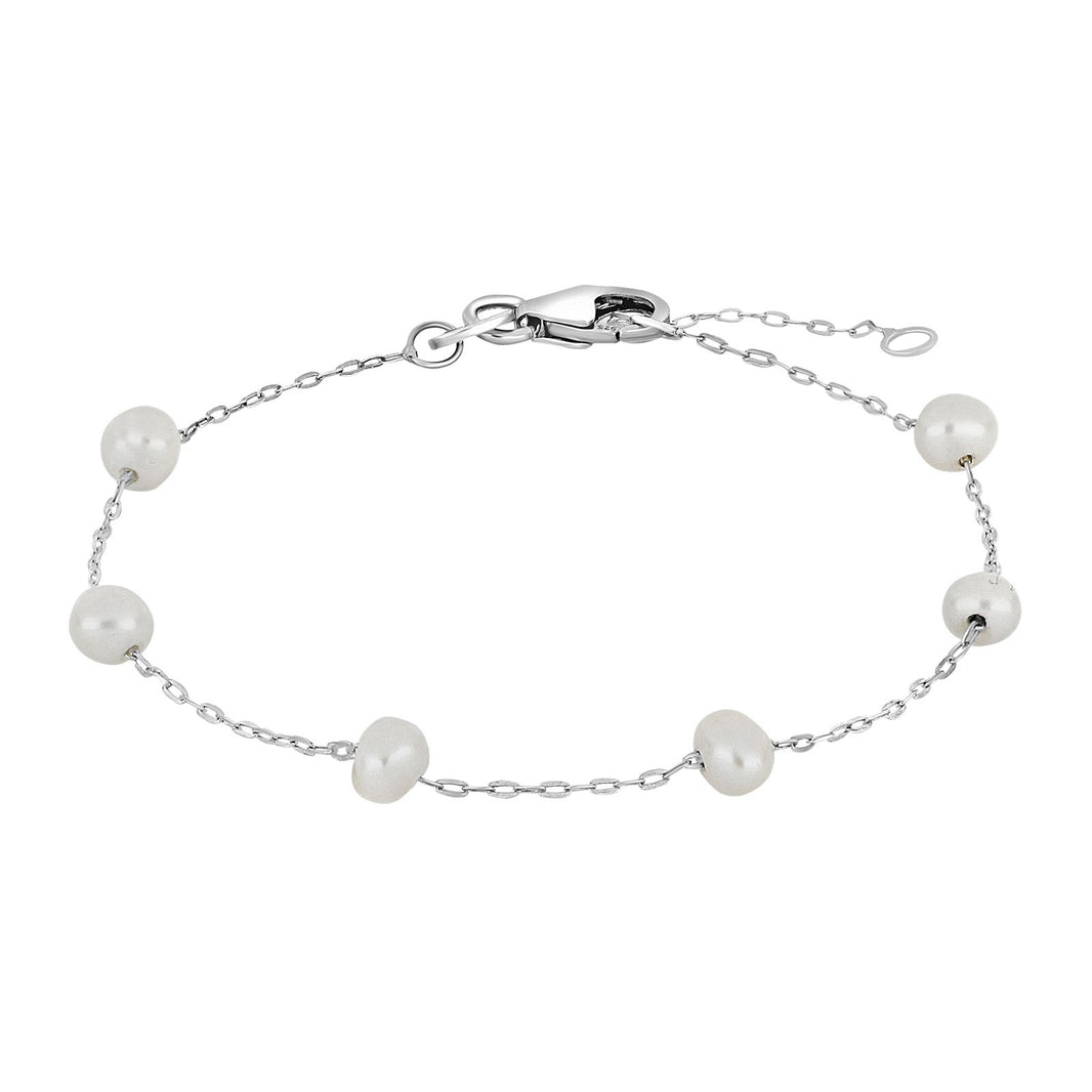 Rhod. Silber Armband m/Perlen
