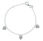 Rhod. Silberarmband m/3 Herzen m/cz