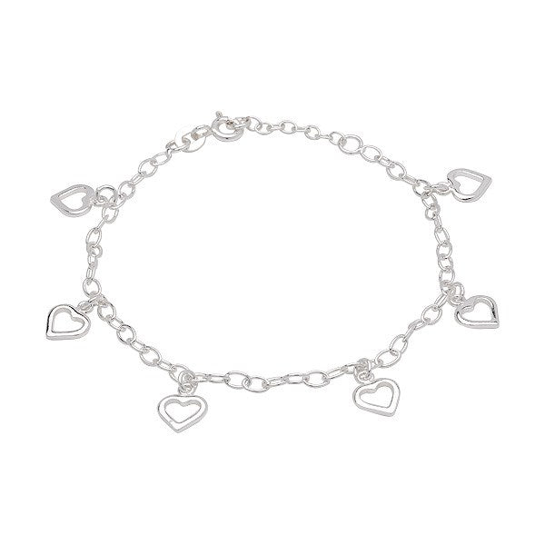 Rhod. Silberarmband m/Herzen