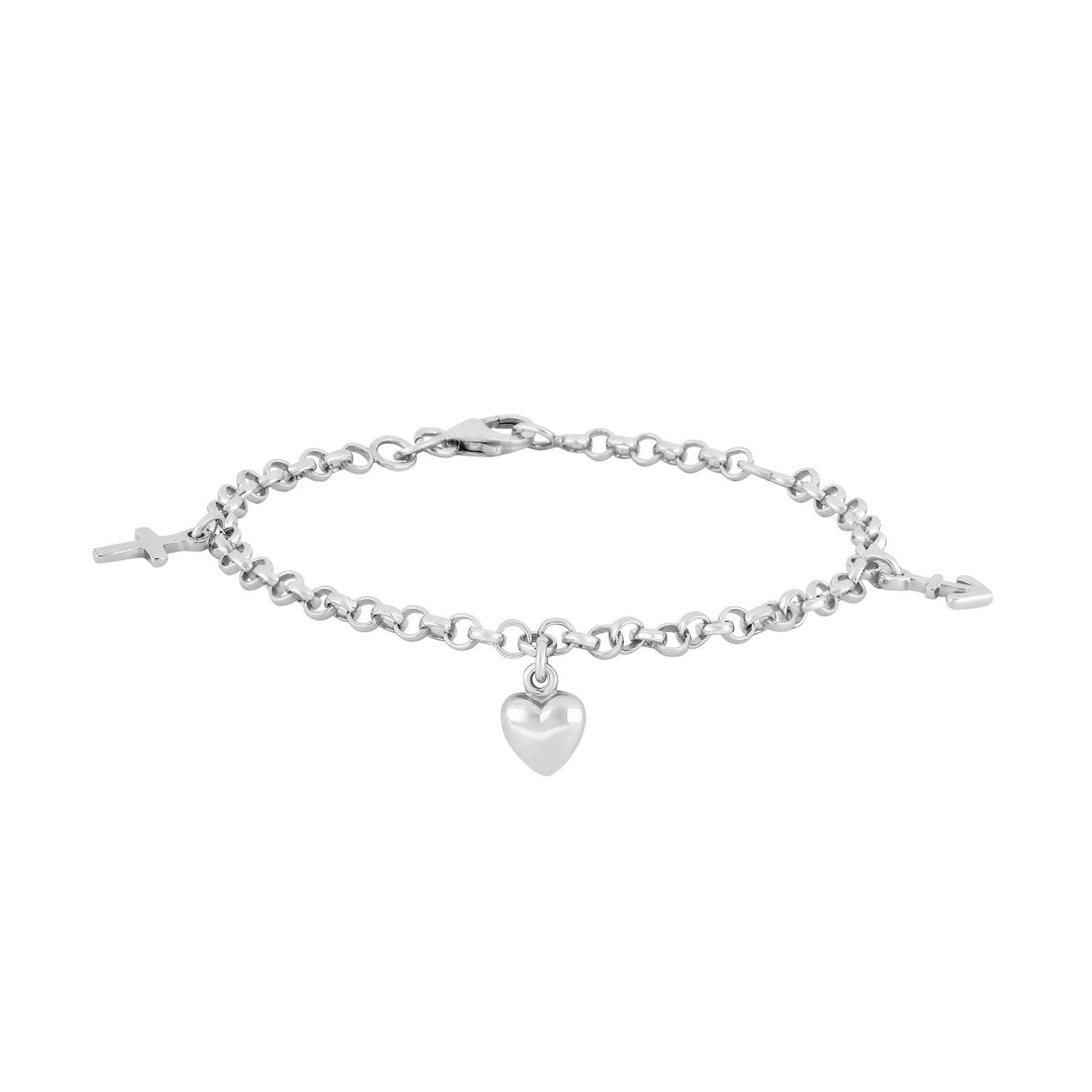 Silberarmband mit Glaube, Hoffnung und Liebe - Rhodiniert